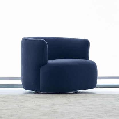 Swivel Blue Flannel Fixed Back Barrel Chair with Arms