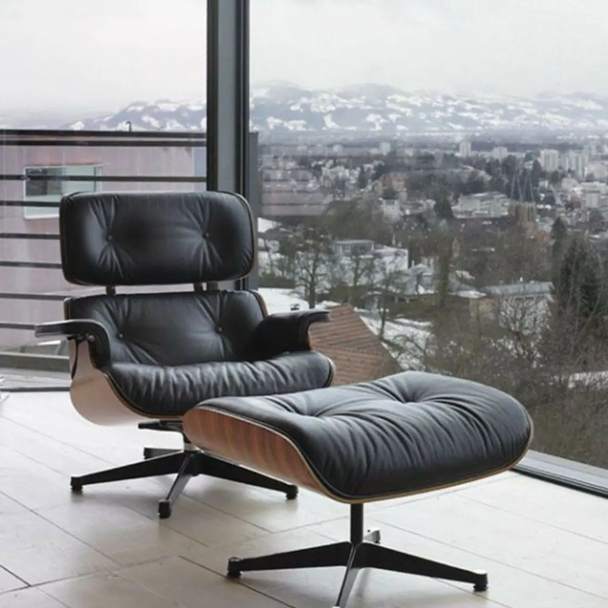 Swivel Water Resistant Leather Star Base Lounge Chair