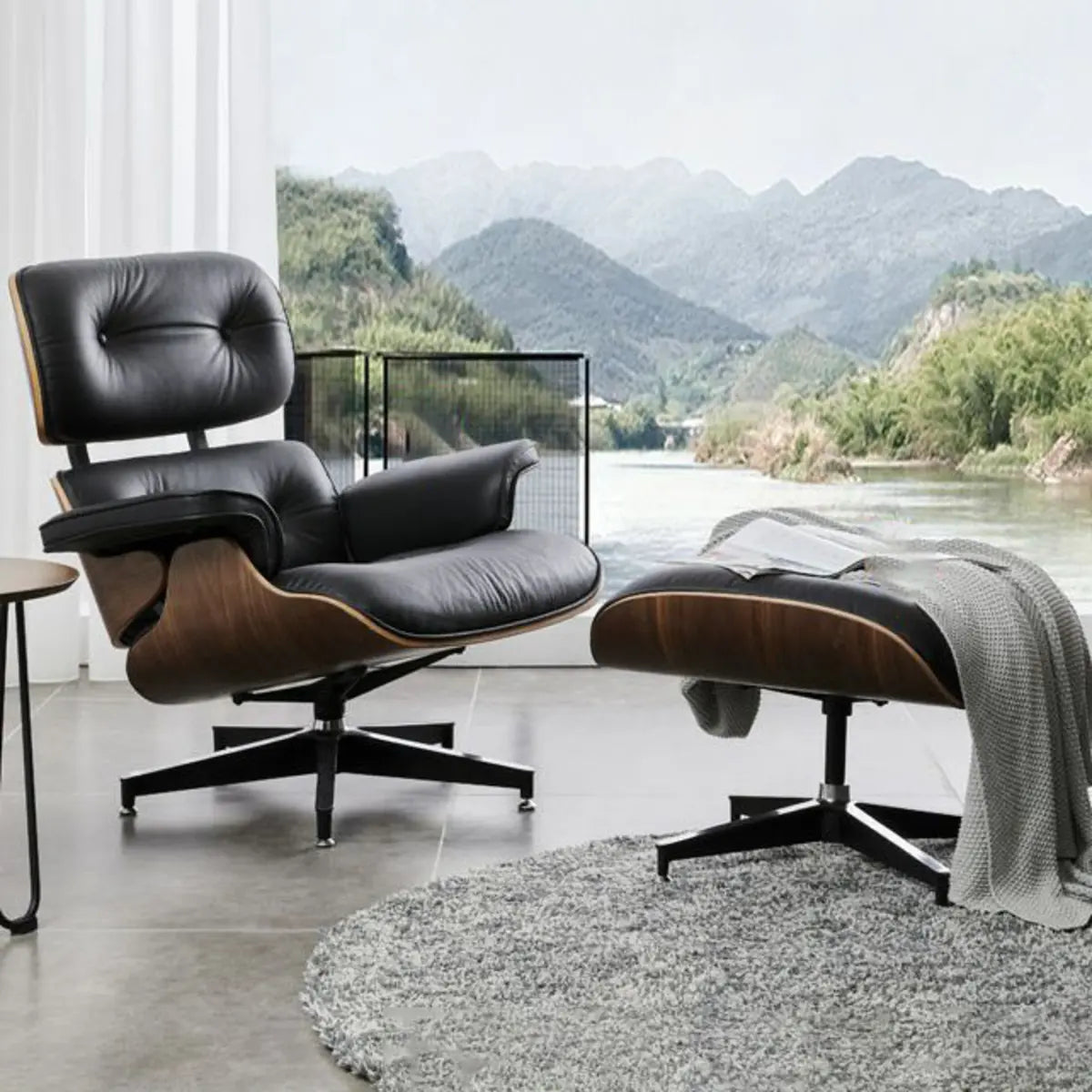 Swivel Water Resistant Leather Star Base Lounge Chair