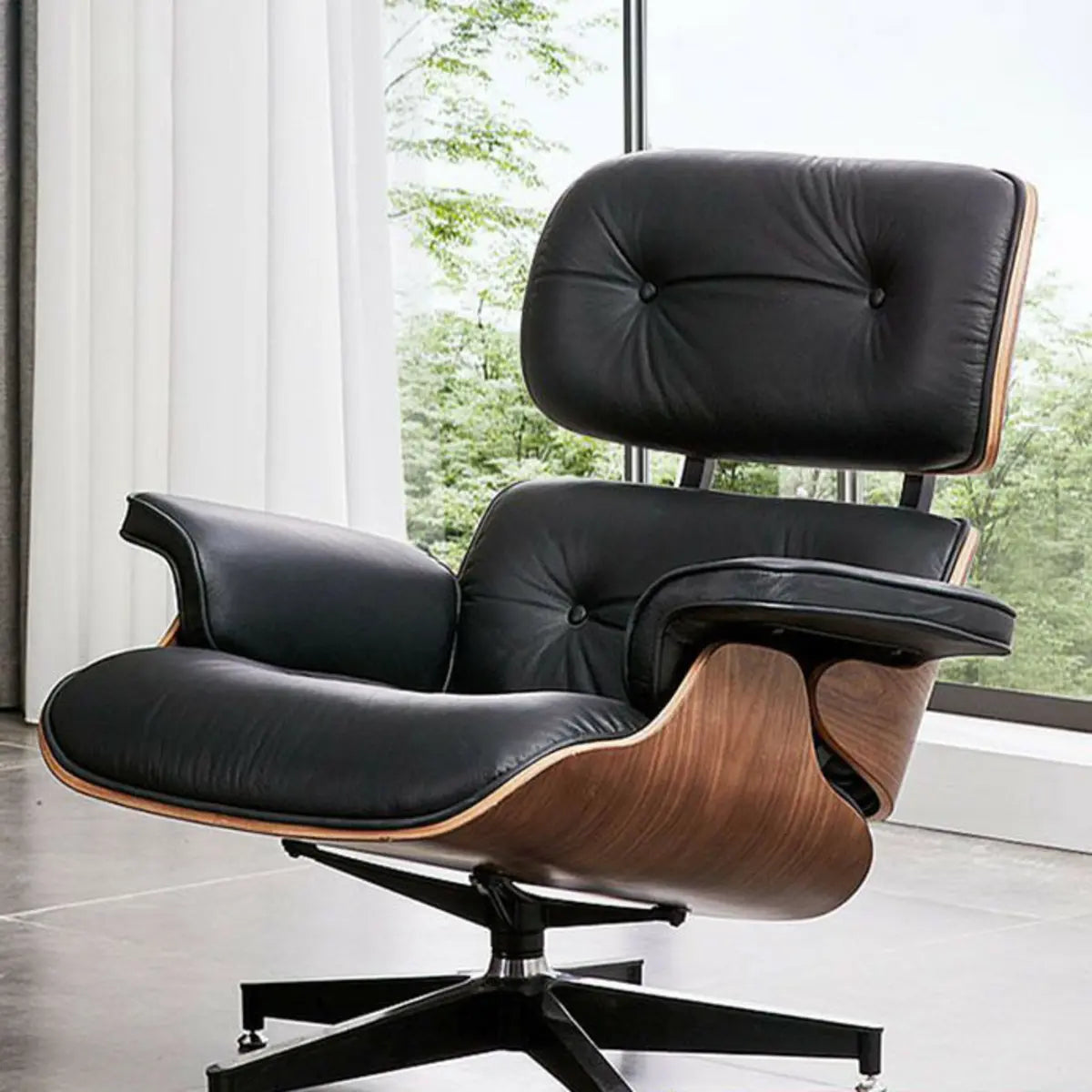 Swivel Water Resistant Leather Star Base Lounge Chair