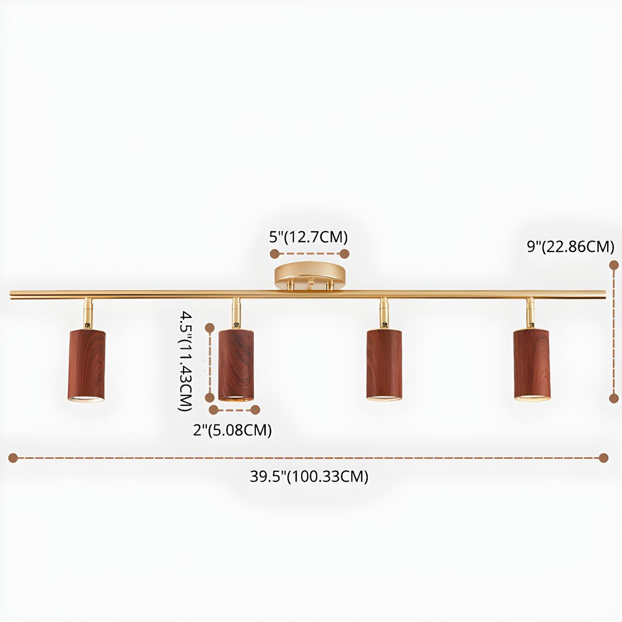 Track Adjustable Cylinder Semi-Flush Mount Lamp 4-Light