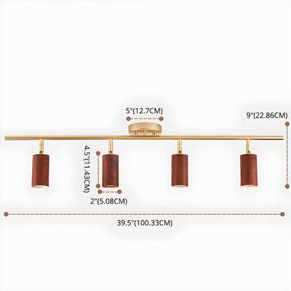 Track Adjustable Cylinder Semi-Flush Mount Lamp 4-Light