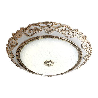 Traditional Bowl-Shaped Carving LED Flush Mount Light