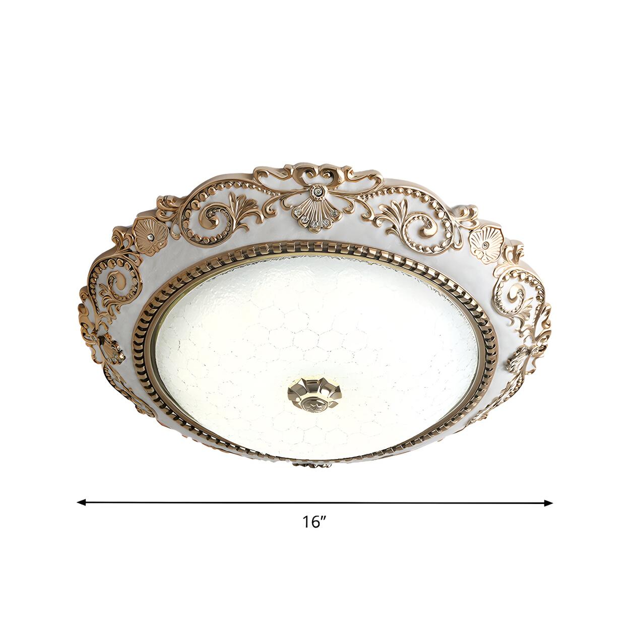 Traditional Bowl-Shaped Carving LED Flush Mount Light