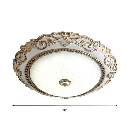 Traditional Bowl-Shaped Carving LED Flush Mount Light