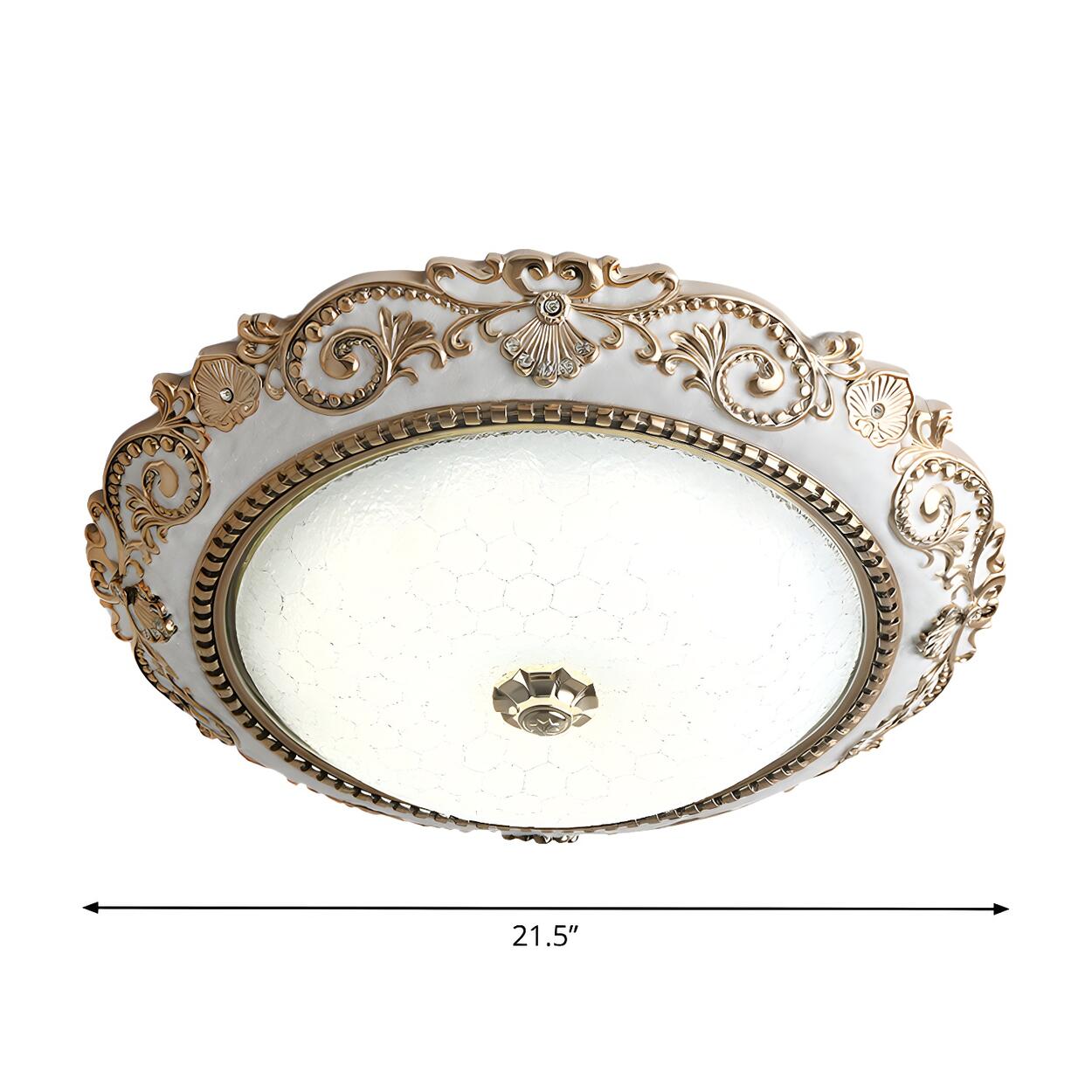 Traditional Bowl-Shaped Carving LED Flush Mount Light