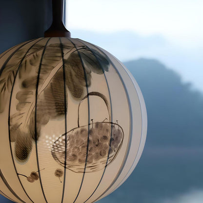 Traditional Round Paper Lantern Globe Pendant Light