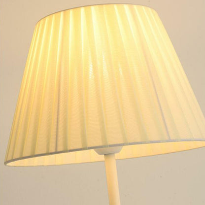 Trendy Beige Pleated Shade Curved Metal Floor Lamp