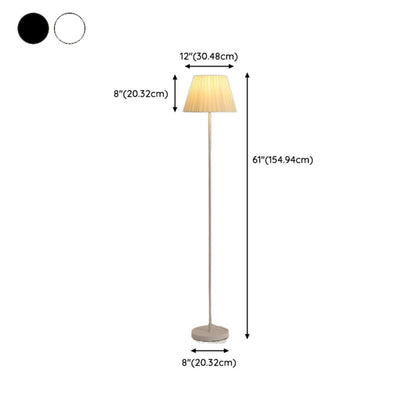 Trendy Beige Pleated Shade Curved Metal Floor Lamp