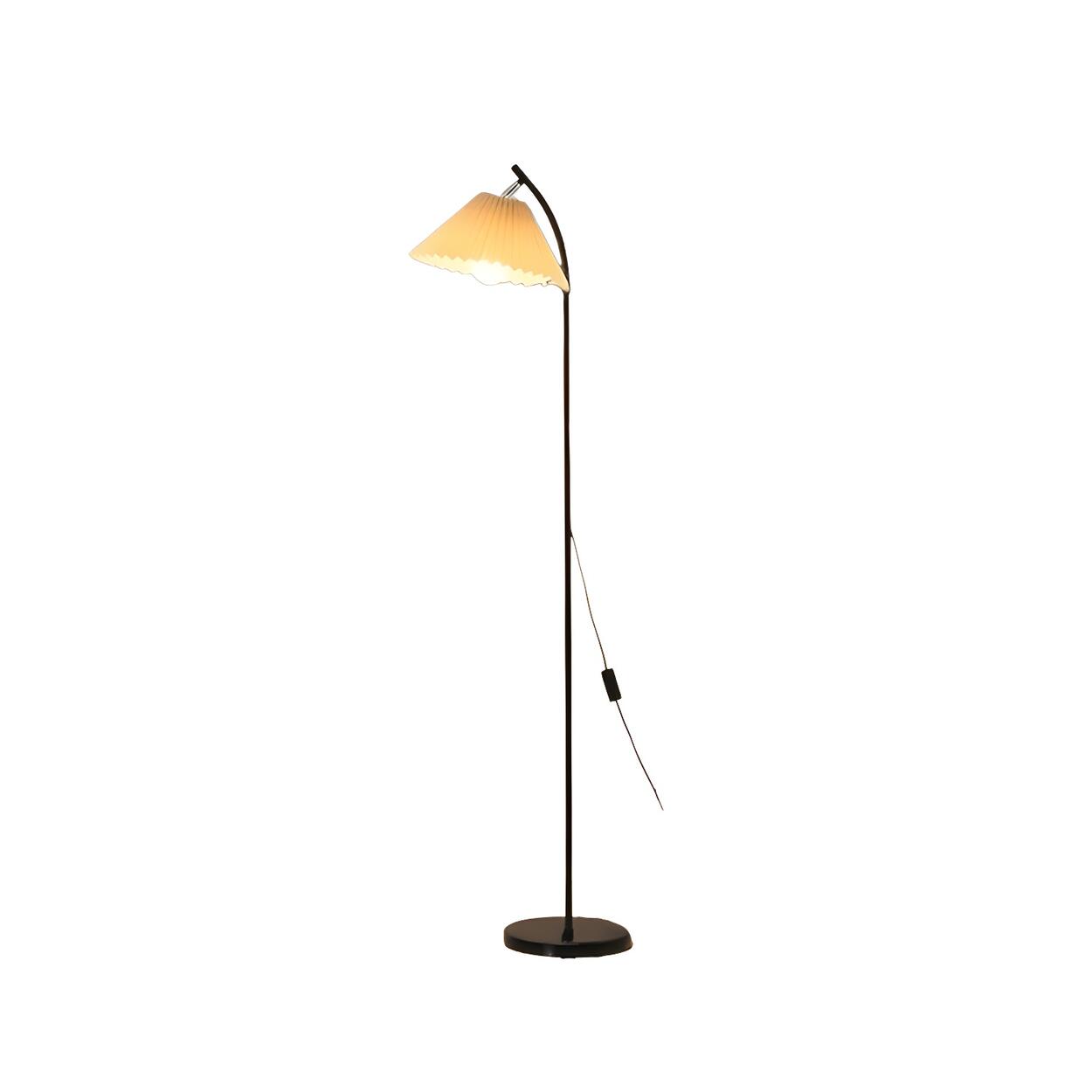 Trendy Beige Pleated Shade Curved Metal Floor Lamp