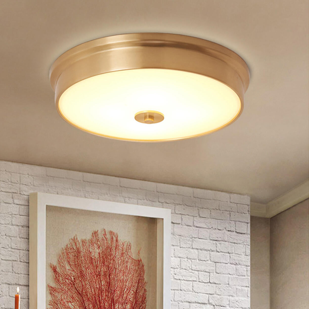 Trendy Gold Circle Metal LED Flush Mount Ceiling Light