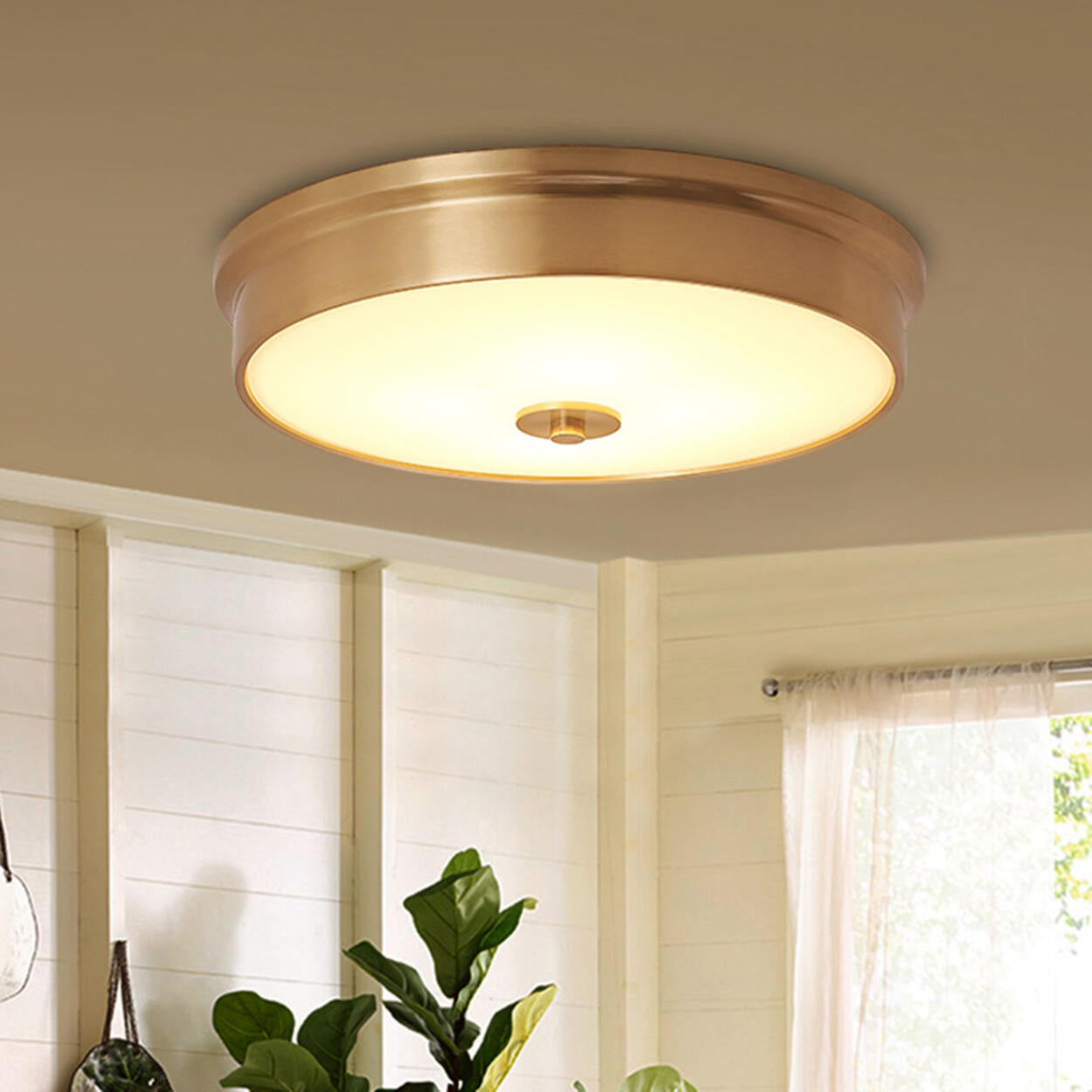 Trendy Gold Circle Metal LED Flush Mount Ceiling Light