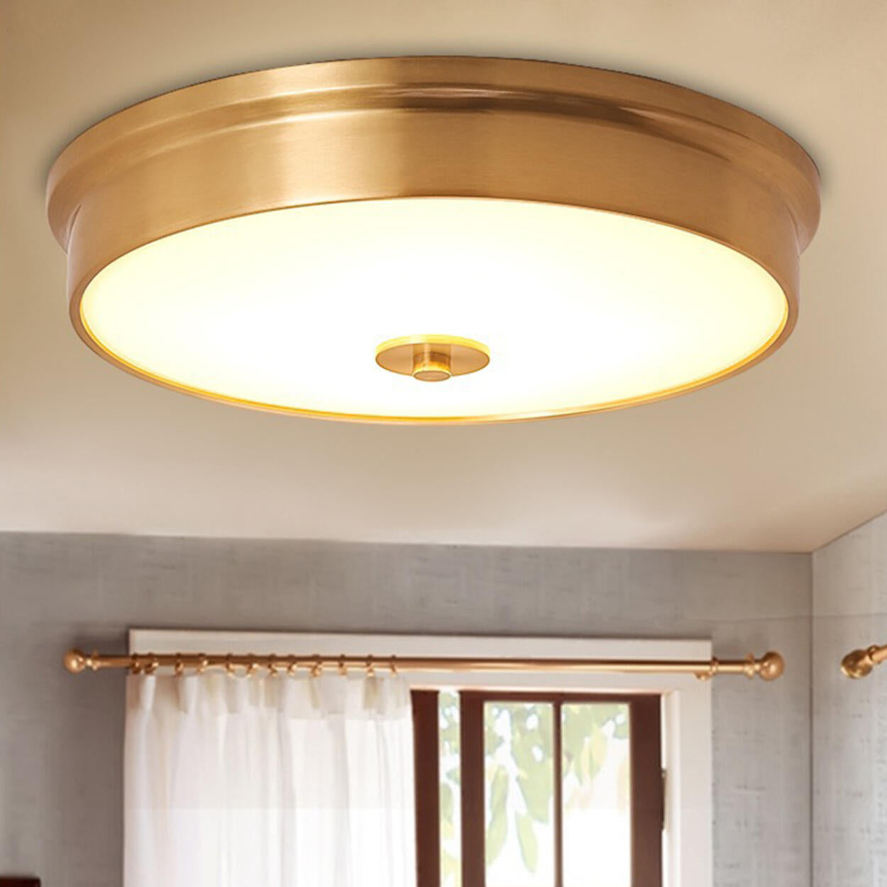 Trendy Gold Circle Metal LED Flush Mount Ceiling Light