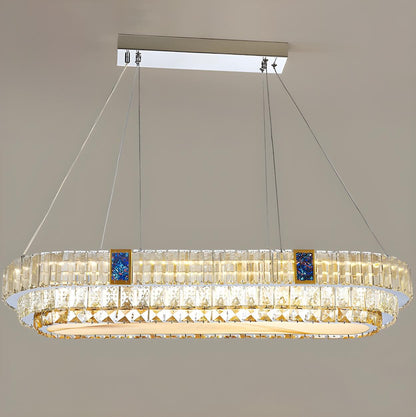 Trendy Oval Tiered Blue Accents Island Pendant Light