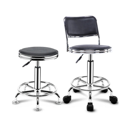 Trendy Round Chrome Office Stool Black Adjustable Seat