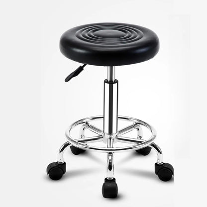 Trendy Round Chrome Office Stool Black Adjustable Seat