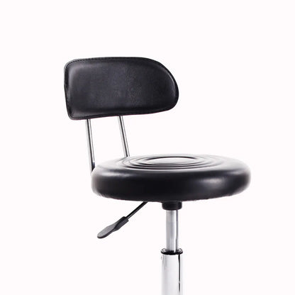 Trendy Round Chrome Office Stool Black Adjustable Seat