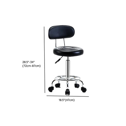 Trendy Round Chrome Office Stool Black Adjustable Seat