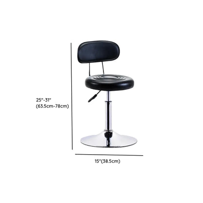 Trendy Round Chrome Office Stool Black Adjustable Seat