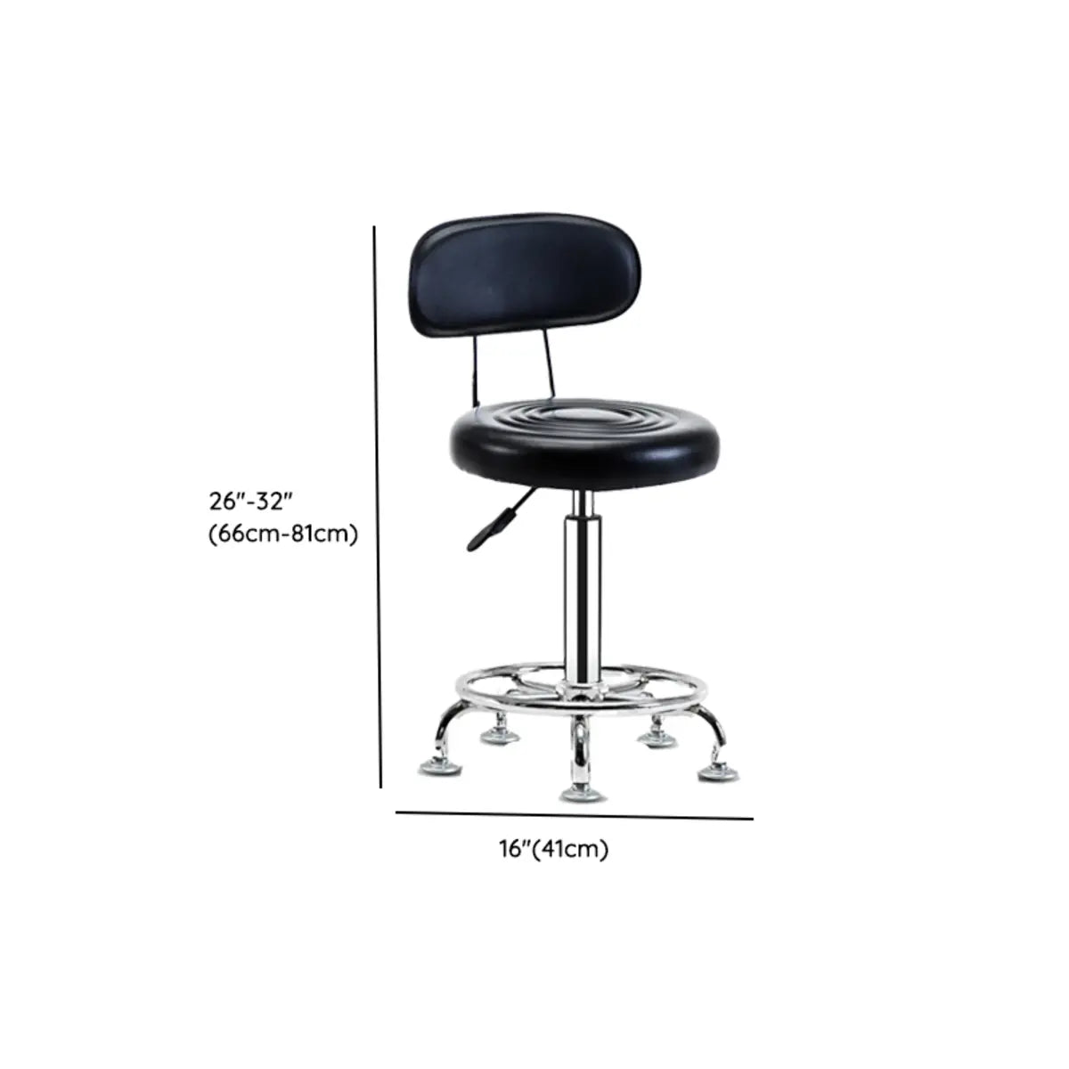 Trendy Round Chrome Office Stool Black Adjustable Seat