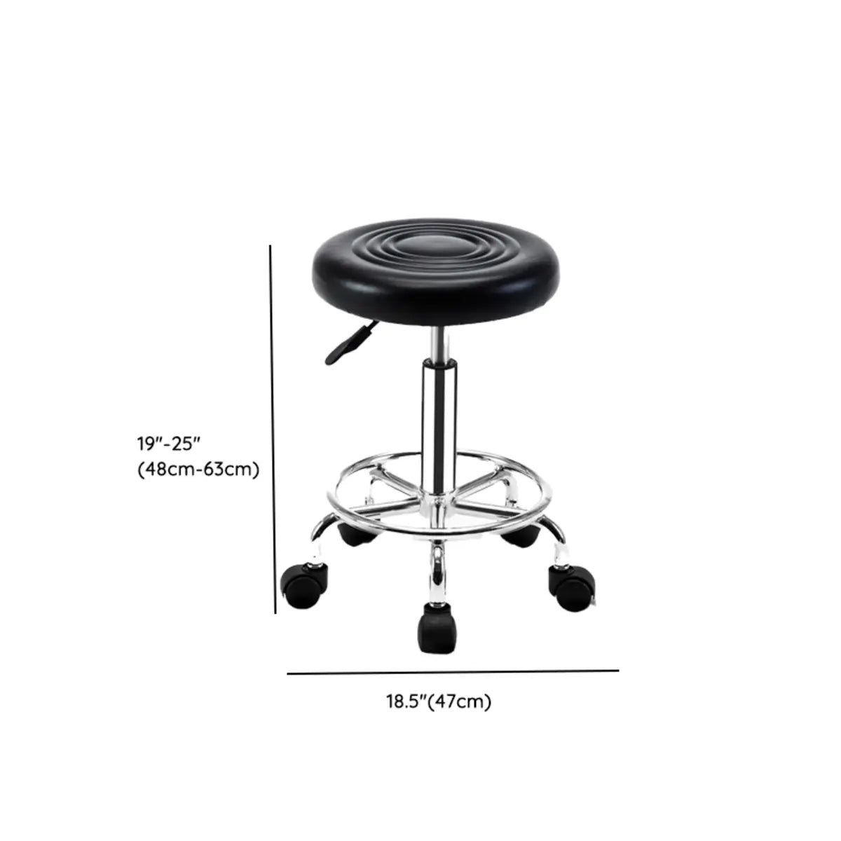 Trendy Round Chrome Office Stool Black Adjustable Seat