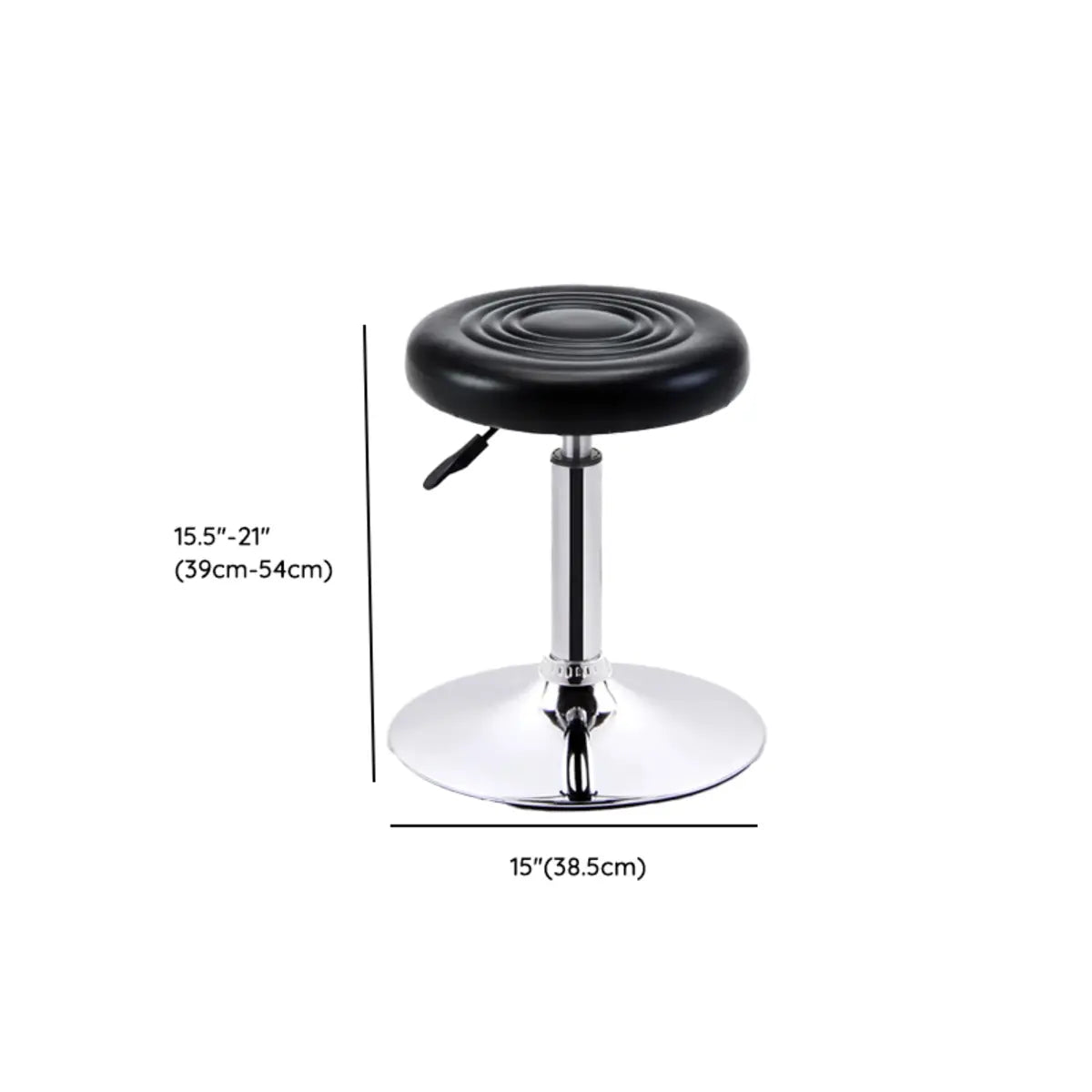 Trendy Round Chrome Office Stool Black Adjustable Seat