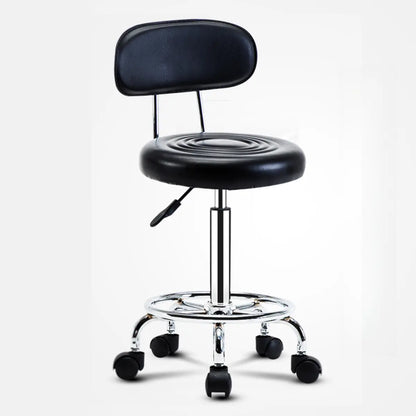 Trendy Round Chrome Office Stool Black Adjustable Seat