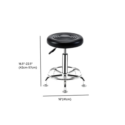 Trendy Round Chrome Office Stool Black Adjustable Seat