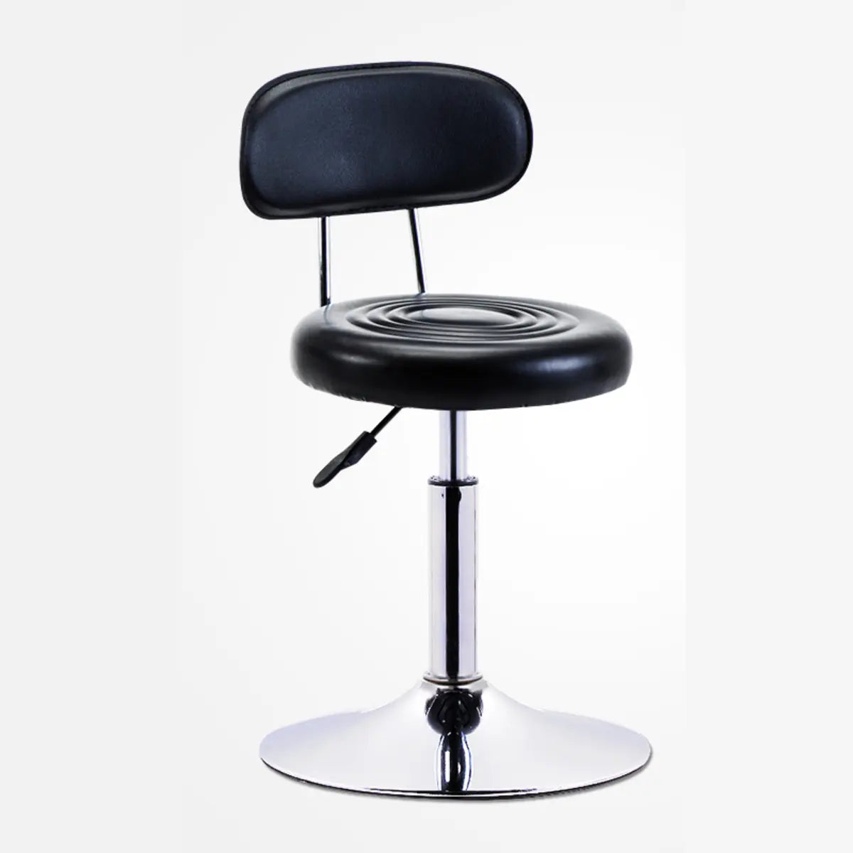 Trendy Round Chrome Office Stool Black Adjustable Seat