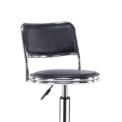 Trendy Round Chrome Office Stool Black Adjustable Seat