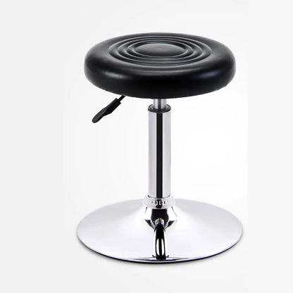 Trendy Round Chrome Office Stool Black Adjustable Seat