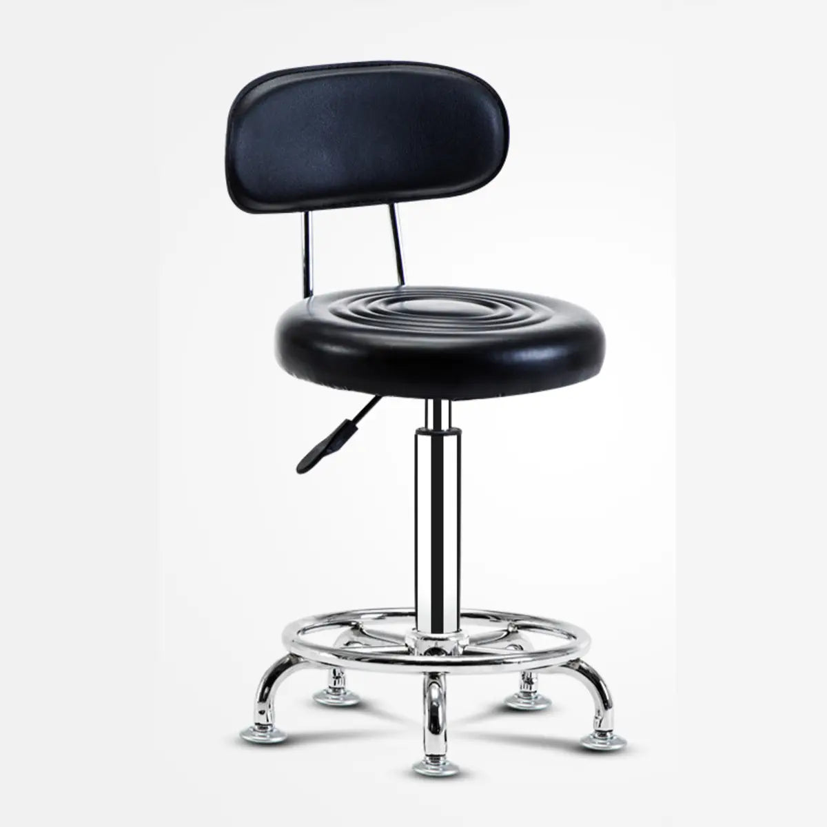 Trendy Round Chrome Office Stool Black Adjustable Seat