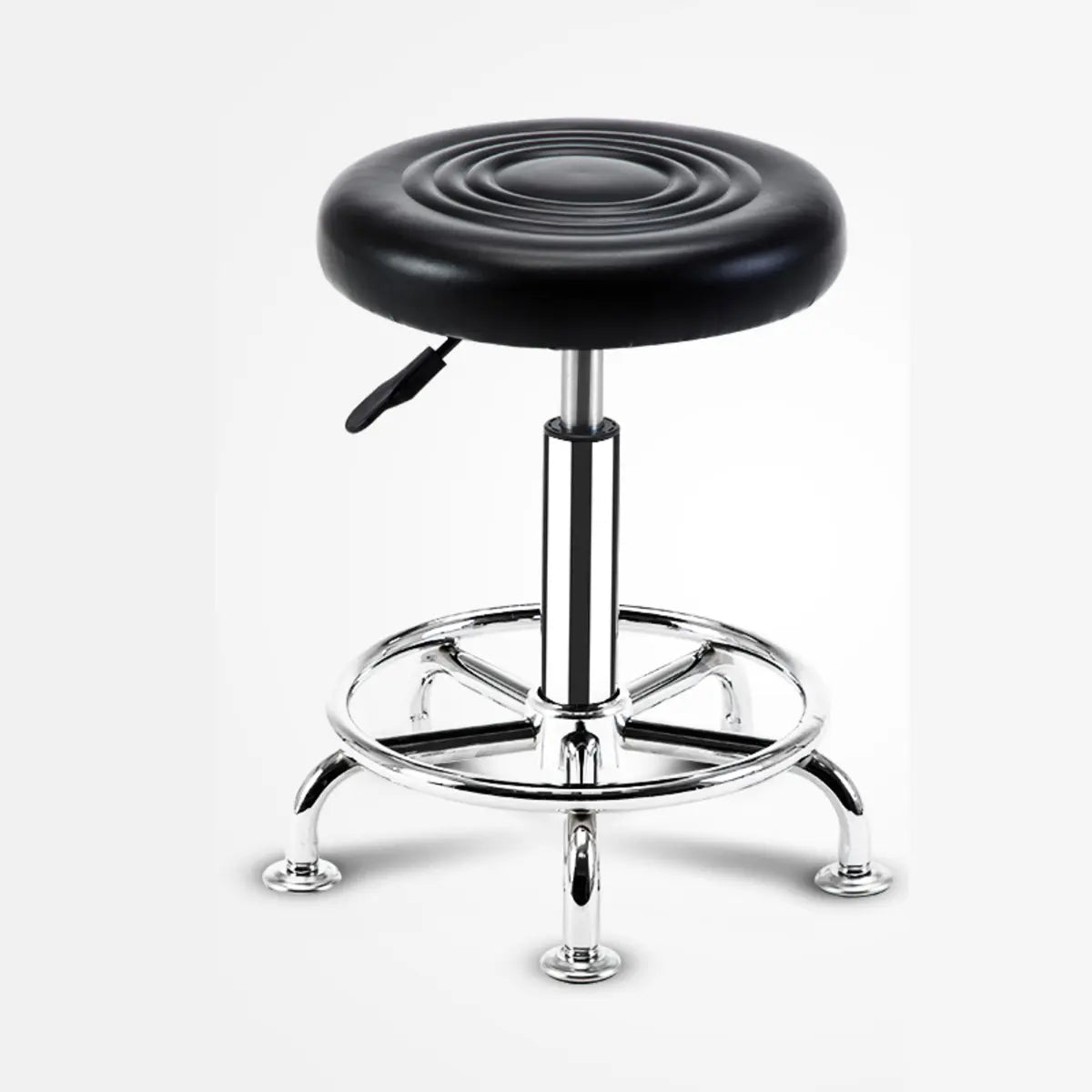 Trendy Round Chrome Office Stool Black Adjustable Seat