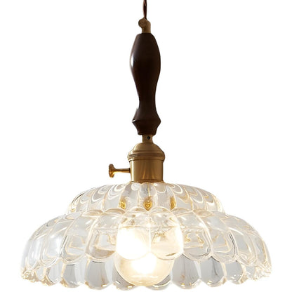 Vintage Brown Rounded Dome Clear Glass Pendant Light