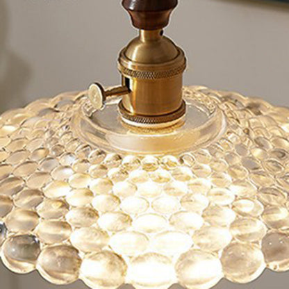 Vintage Brown Rounded Dome Clear Glass Pendant Light