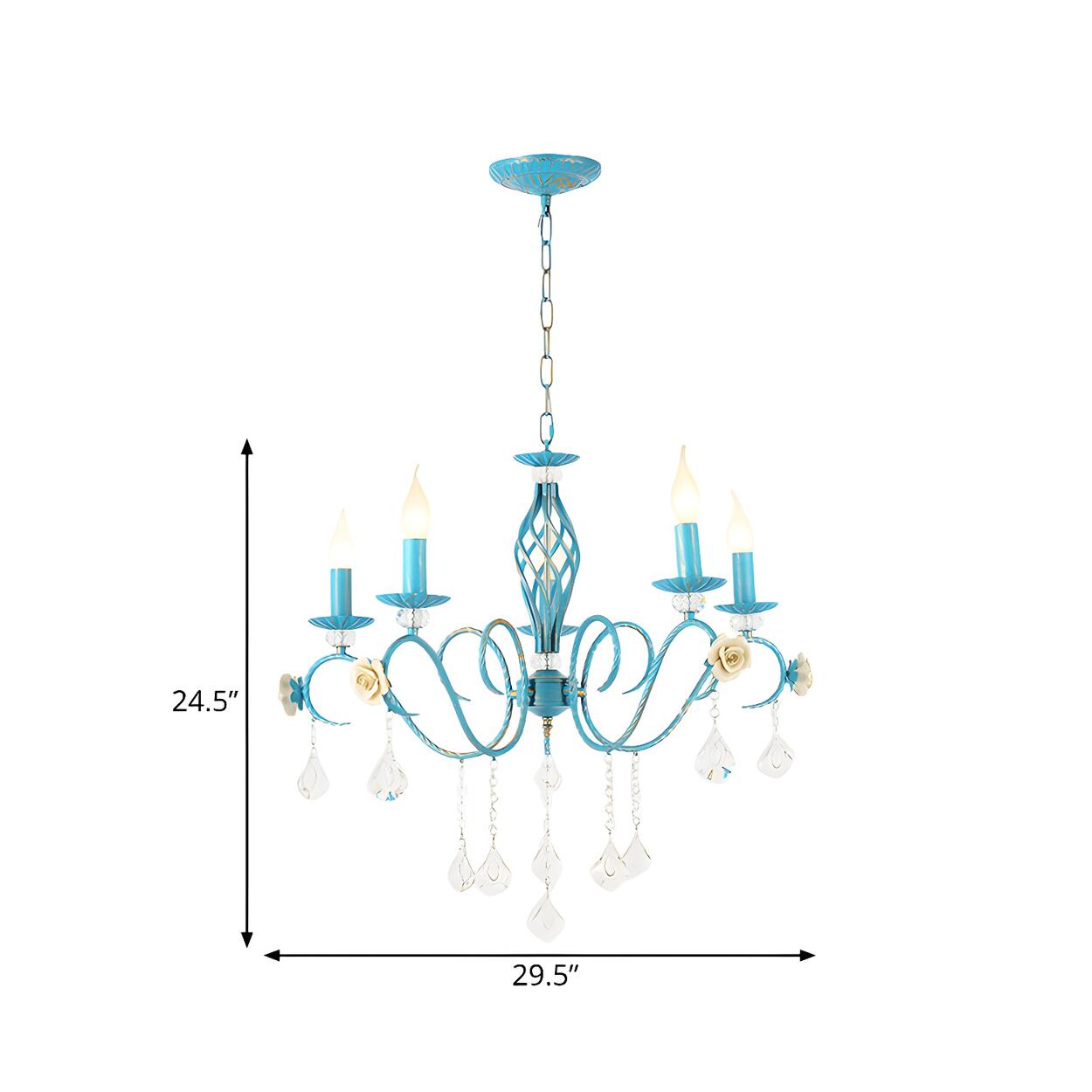 Vintage Crystal Candle Blue Chandelier Dining Room