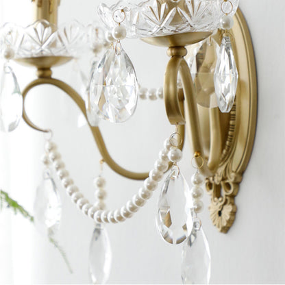 Vintage Gold Crystal Candle LED Wall Sconce Light