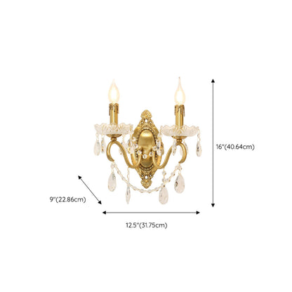 Vintage Gold Crystal Candle LED Wall Sconce Light