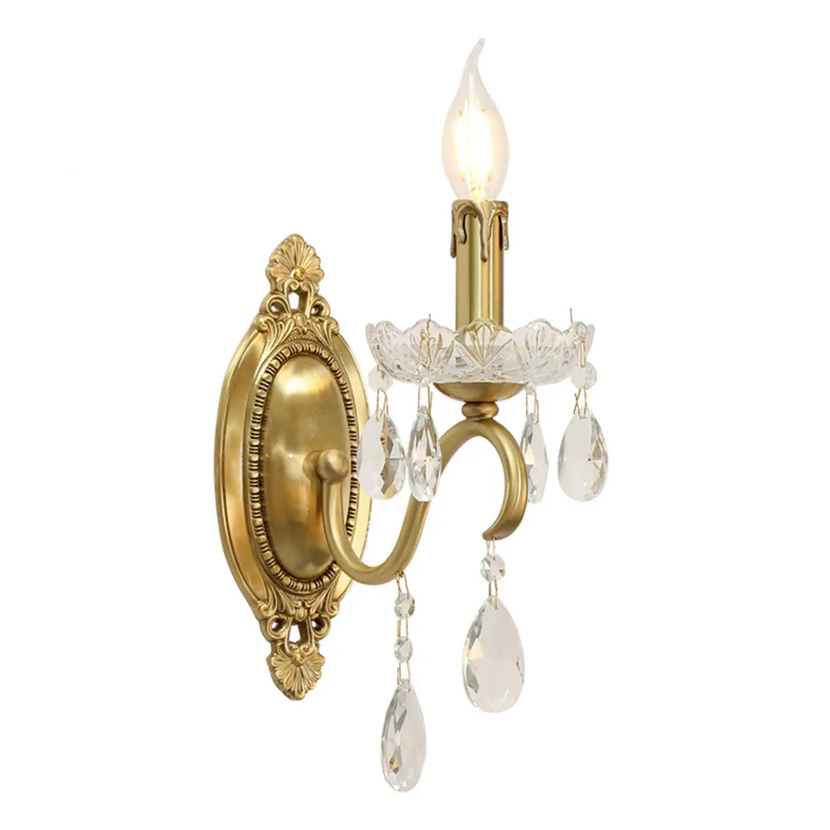 Vintage Gold Crystal Candle LED Wall Sconce Light