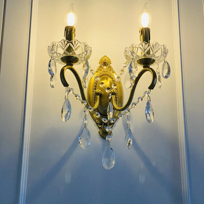 Vintage Gold Crystal Candle LED Wall Sconce Light