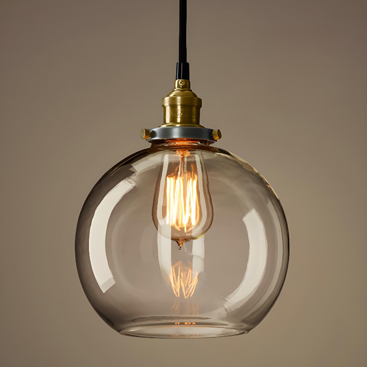 Vintage Industrial Clear Glass Dome Pendant Light