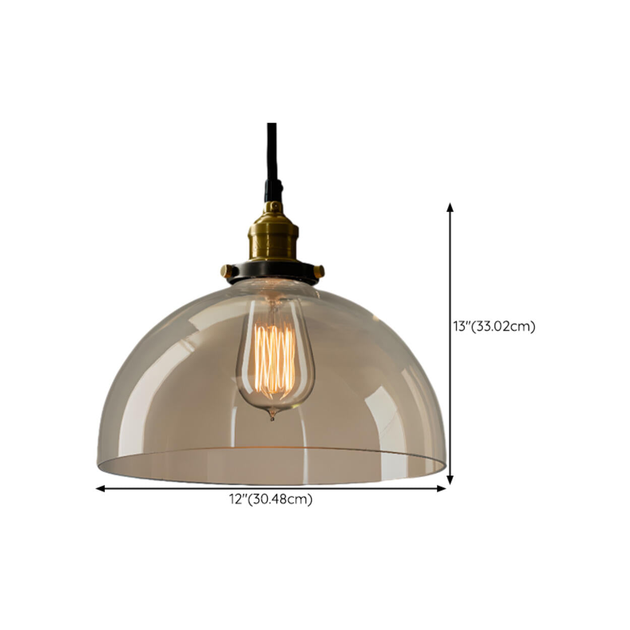 Vintage Industrial Clear Glass Dome Pendant Light