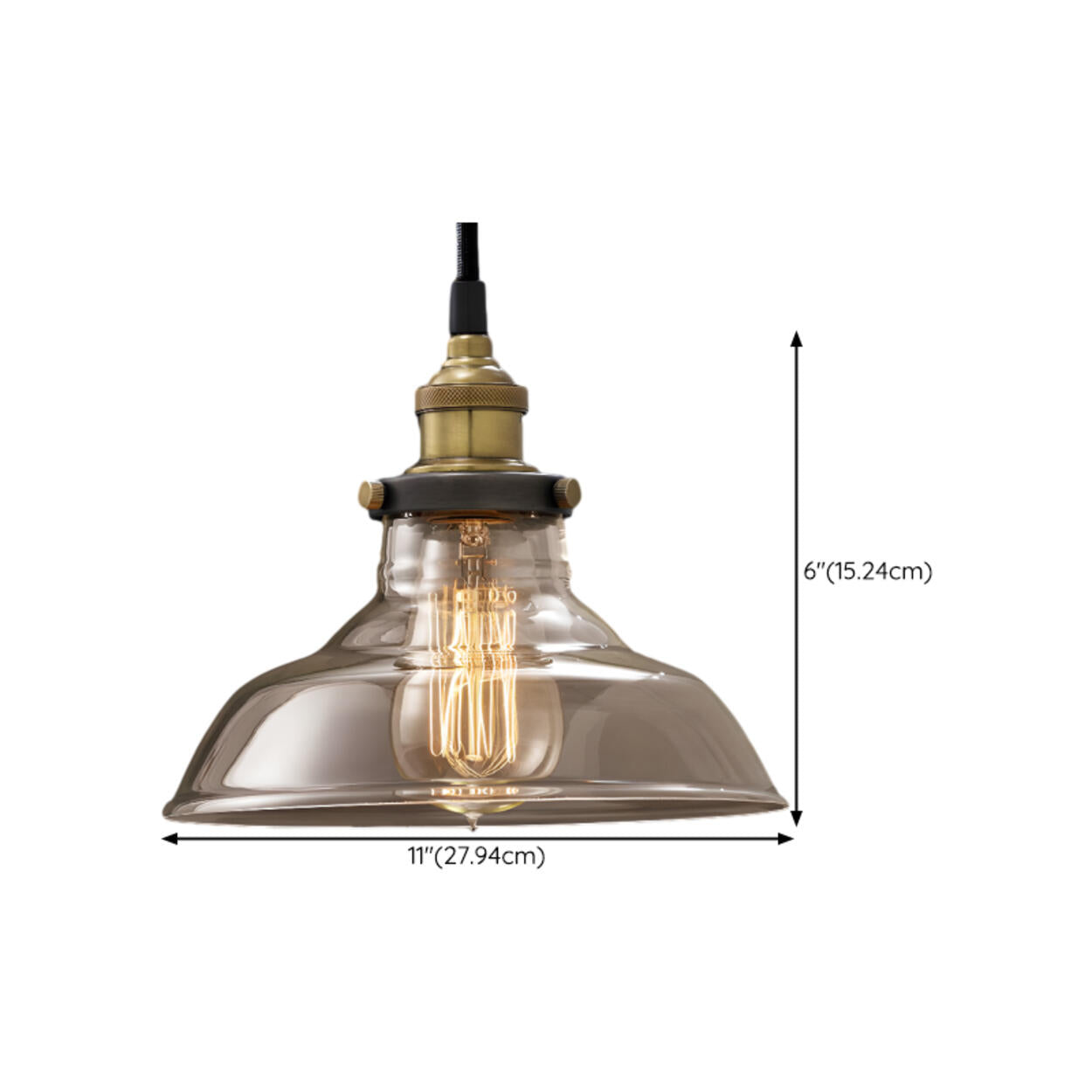 Vintage Industrial Clear Glass Dome Pendant Light