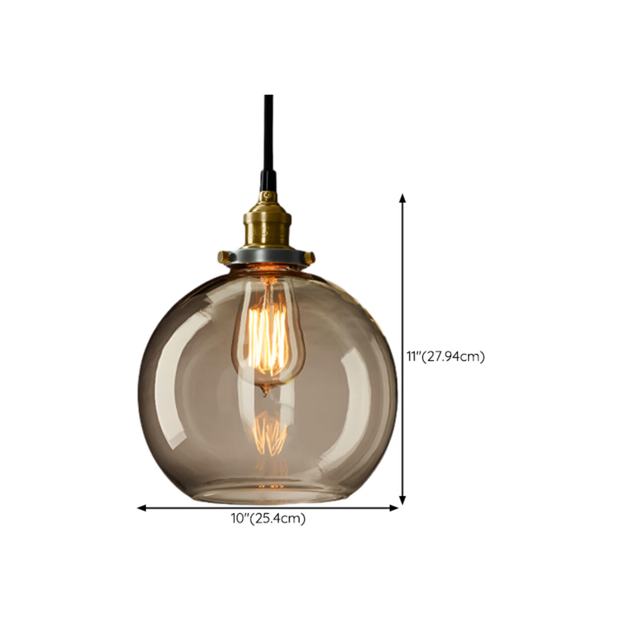 Vintage Industrial Clear Glass Dome Pendant Light