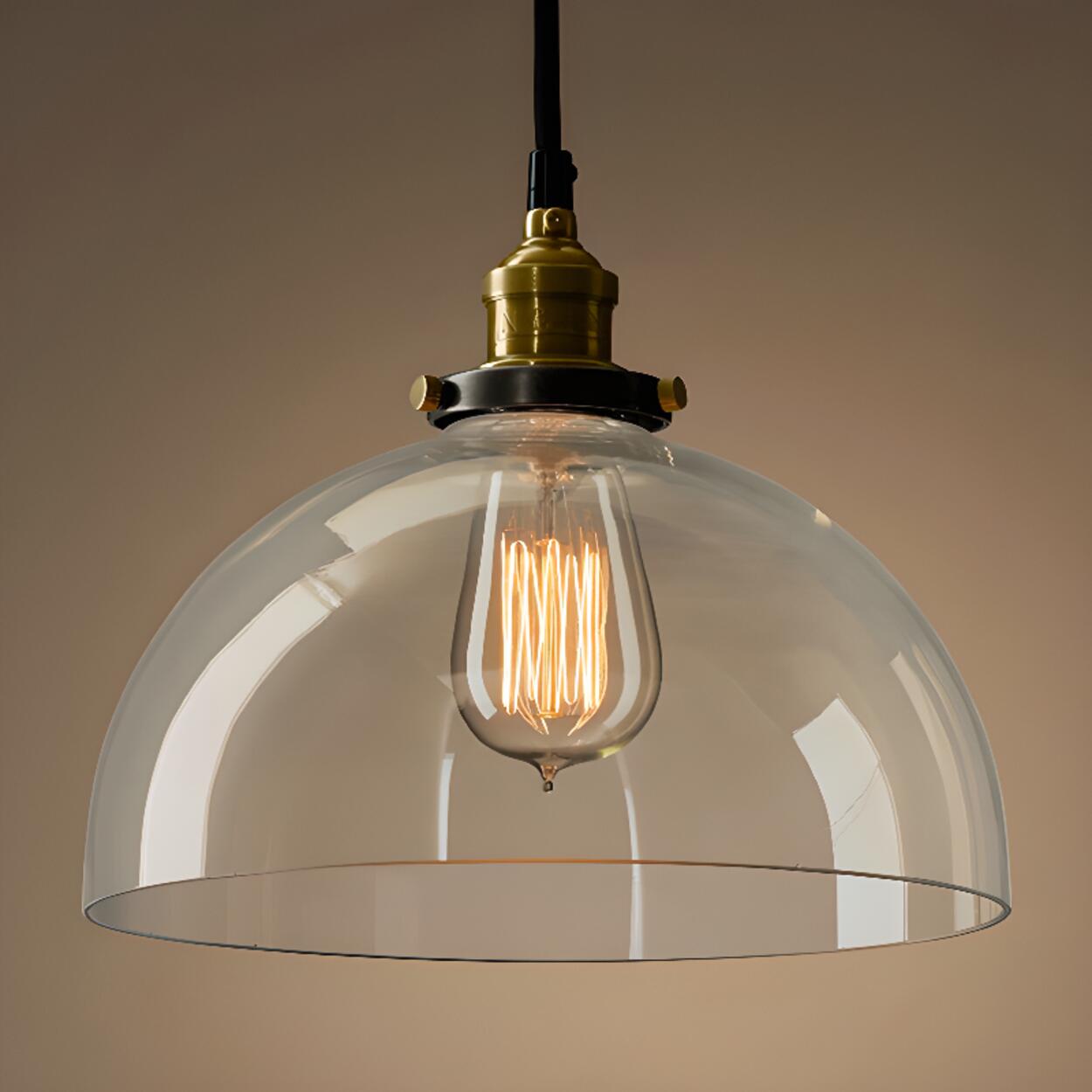 Vintage Industrial Clear Glass Dome Pendant Light