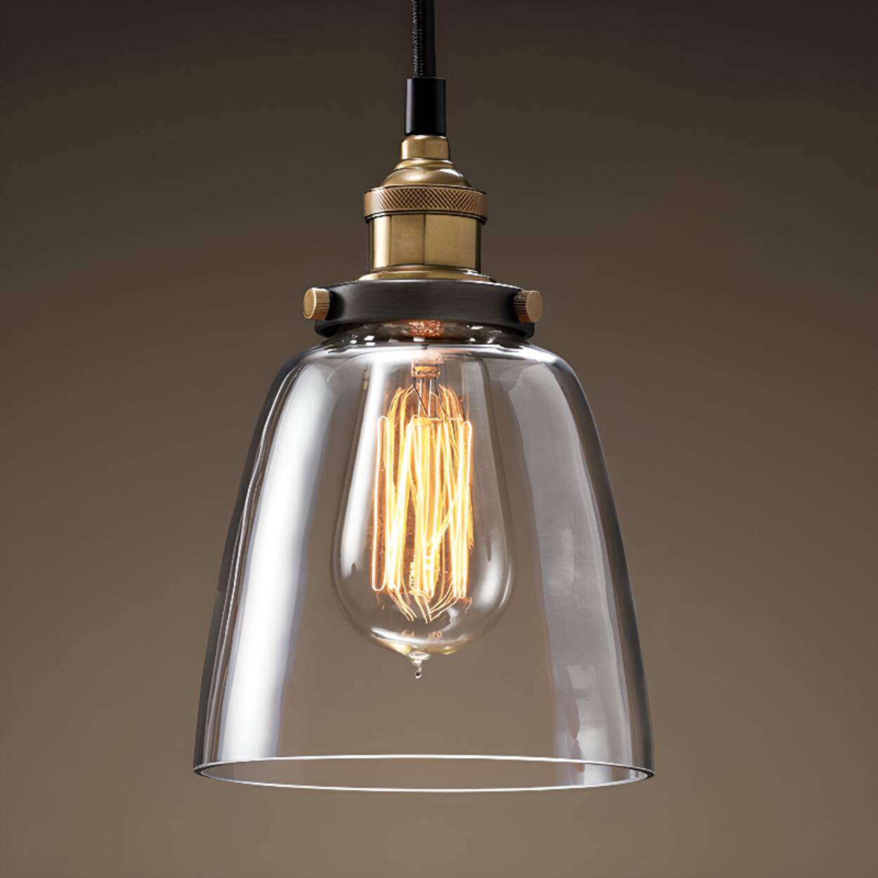 Vintage Industrial Clear Glass Dome Pendant Light