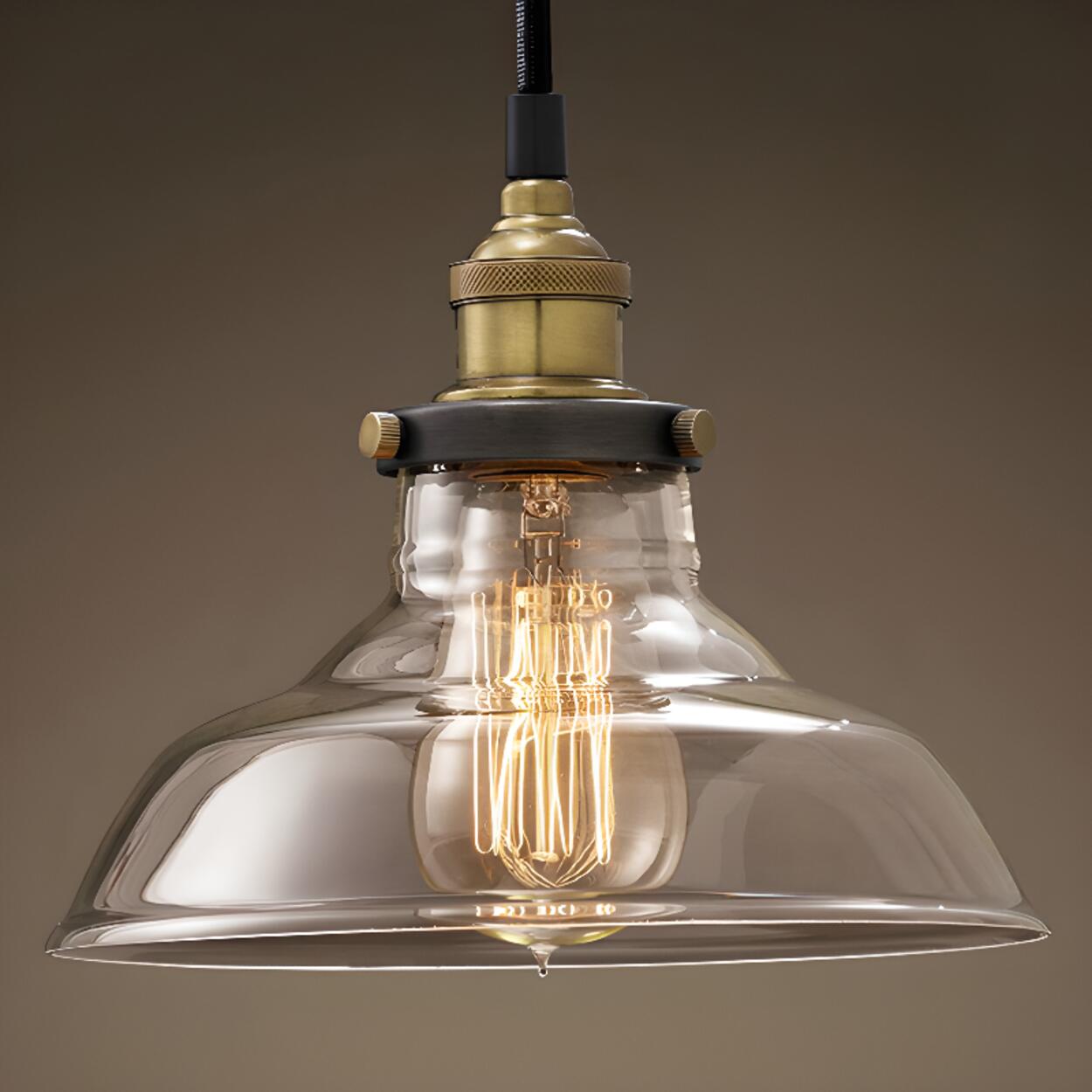 Vintage Industrial Clear Glass Dome Pendant Light