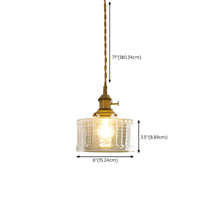 Vintage Gold Clear Glass Adjustable Height Pendant Light