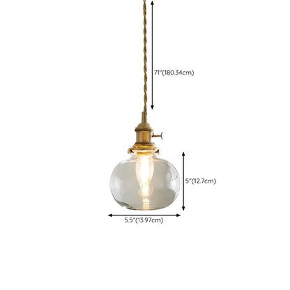 Vintage Gold Clear Glass Adjustable Height Pendant Light