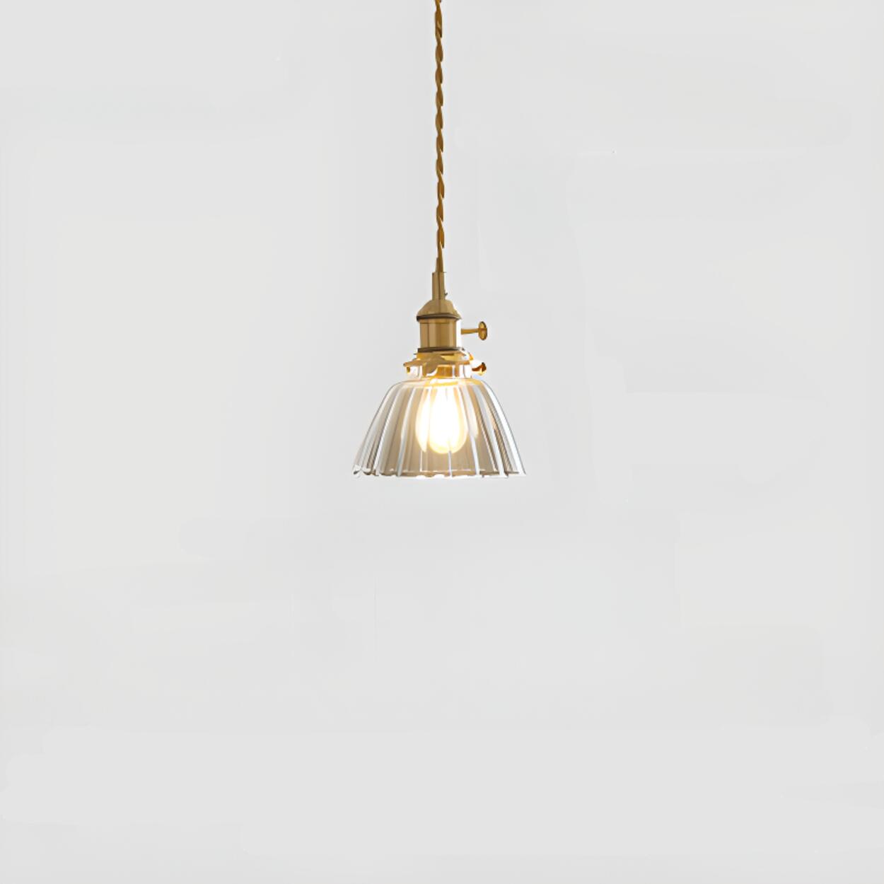 Vintage Gold Clear Glass Adjustable Height Pendant Light